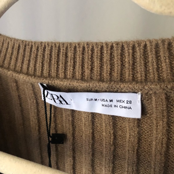 NWT Zara Taupe Ribbed Sweater Knit Short Romper M - Picture 8 of 11